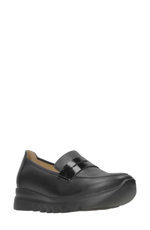 Wolky Snoafer Platform Wedge Penny Loafer In Black