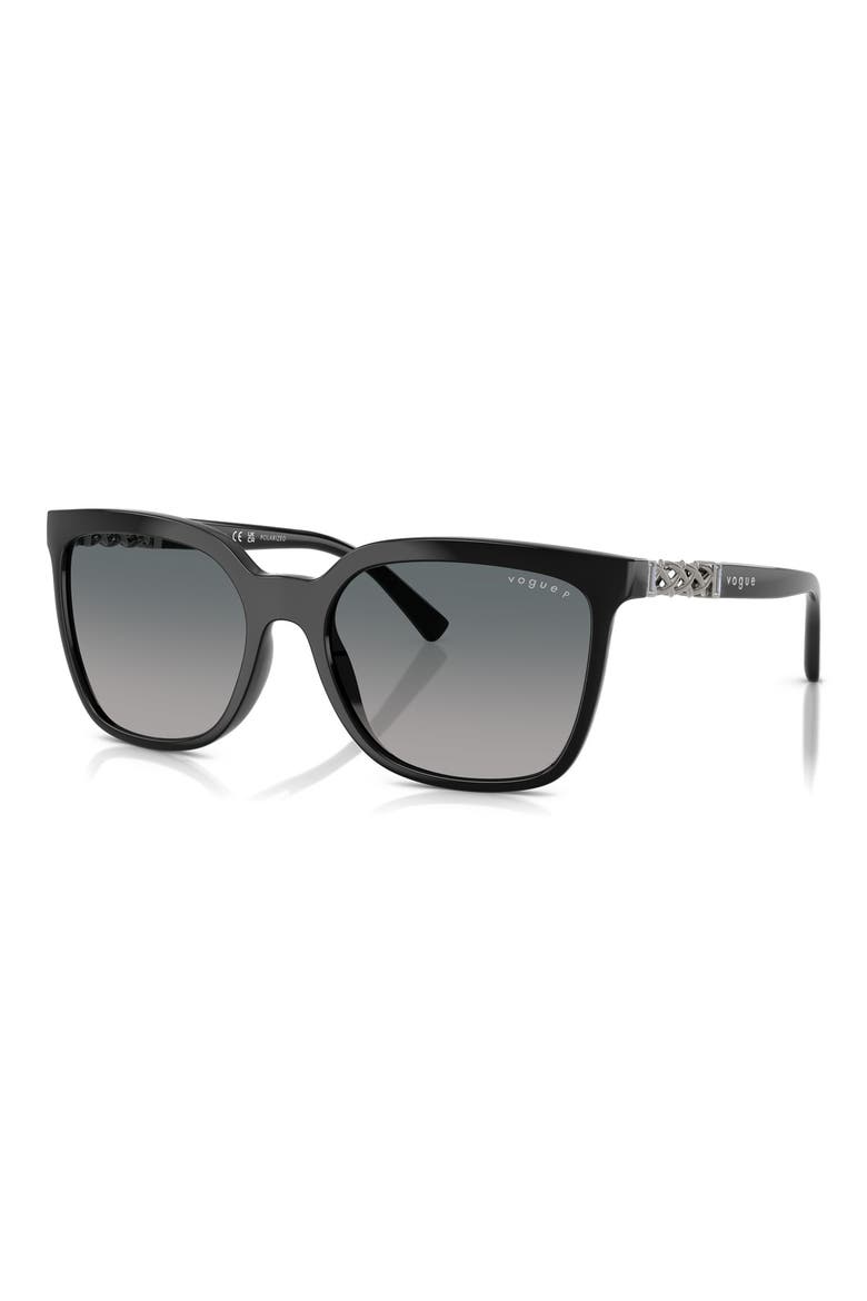 56mm Polarized Gradient Square Sunglasses, Alternate, color, BLACK