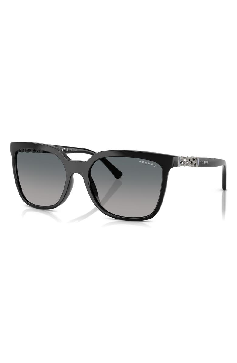 VOGUE 56mm Polarized Gradient Square Sunglasses, Alternate, color, Black