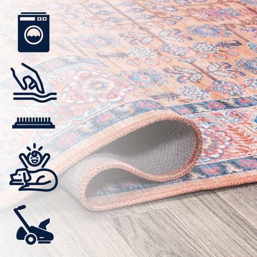 Jonathan Y Kemer All-over Persian Machine-washable Area Rug In Red/blue