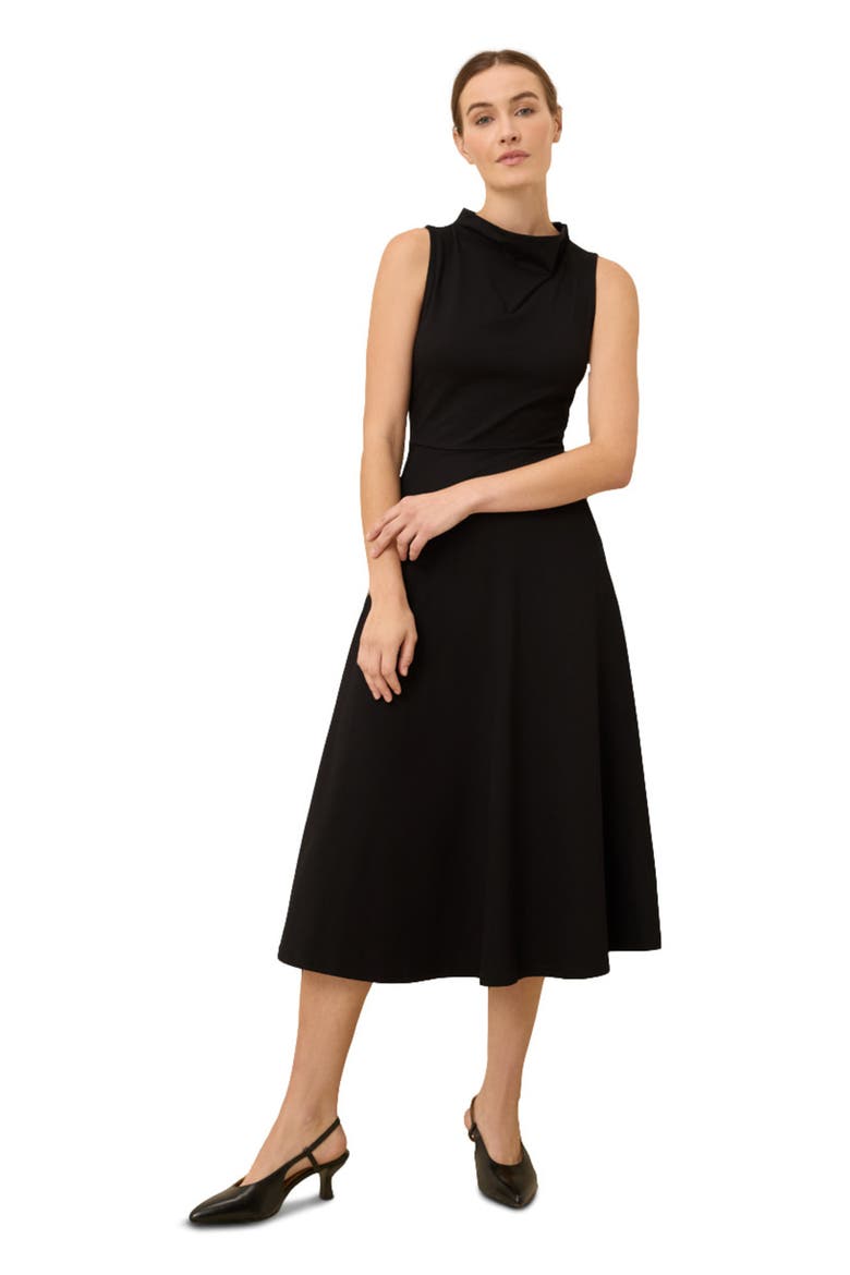 Organic Cotton Fit & Flare Cowl Neck Dress, Main, color, Black