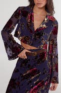 NASTY GAL Floral Devore Crop Shirt