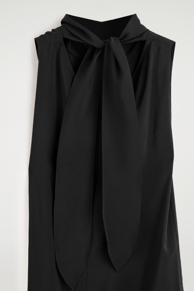 Draped Tie-detail Turtleneck Maxi Dress, Alternate, color, BLACK
