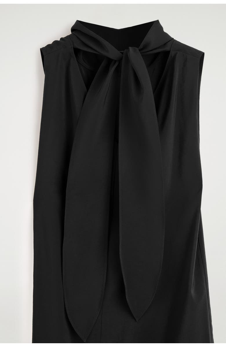 COS Draped Tie-detail High-neck Maxi Dress, Alternate, color, Black