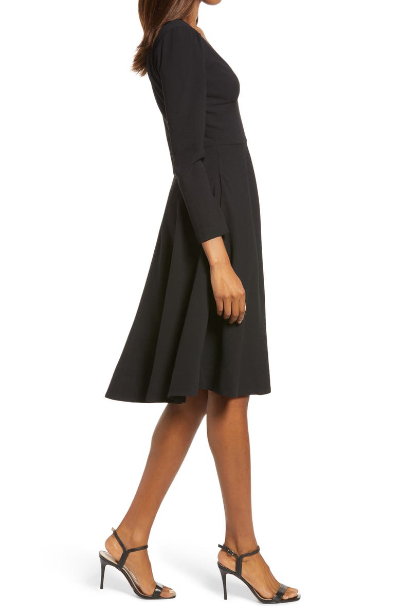 Dress the Population Catrine Fit & Flare Stretch Crepe Midi Dress, Alternate, color,