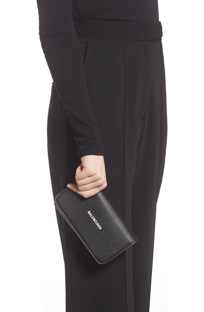 Balenciaga Cash Leather Phone Wallet on a Chain, Alternate, color,