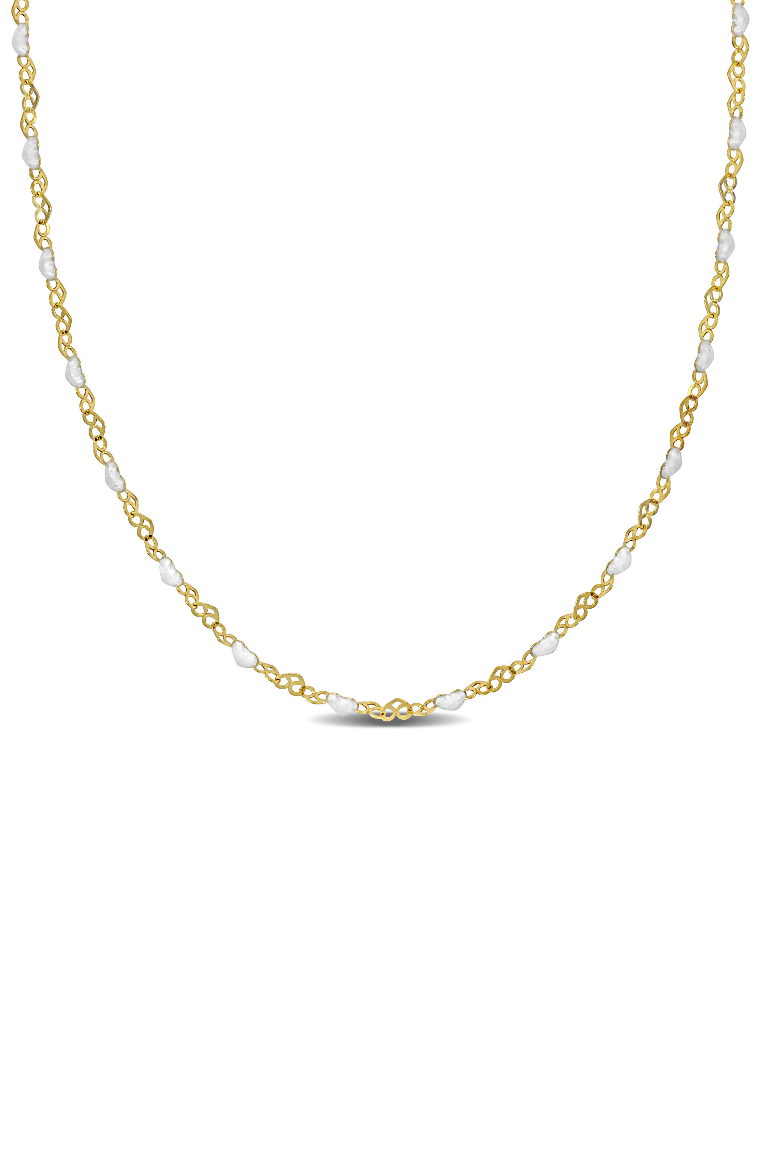 DELMAR Enamel Heart Link Chain Necklace