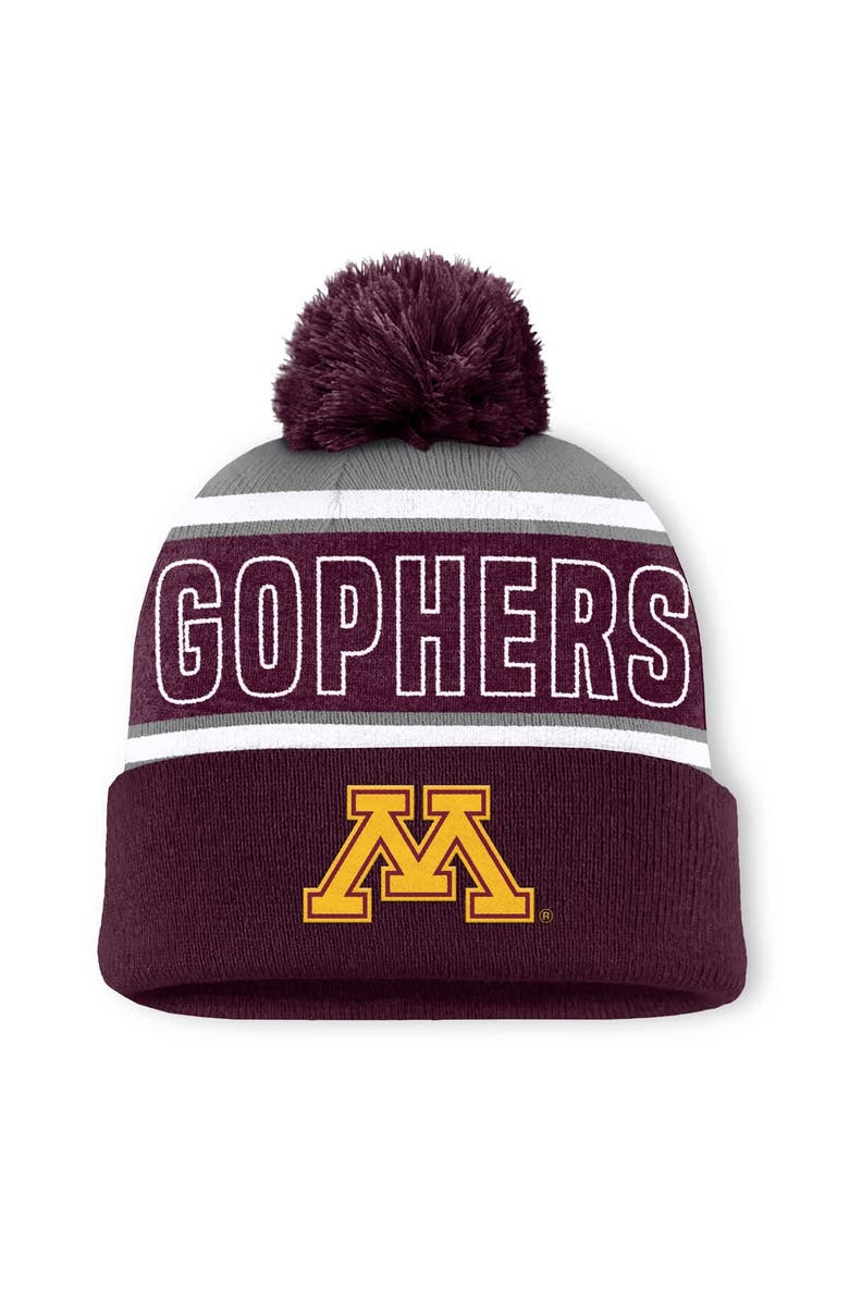 TOP OF THE WORLD Men's Top of the World Maroon Minnesota Golden Gophers Two-Tone Cuffed Knit Hat with Pom, Main, color, 