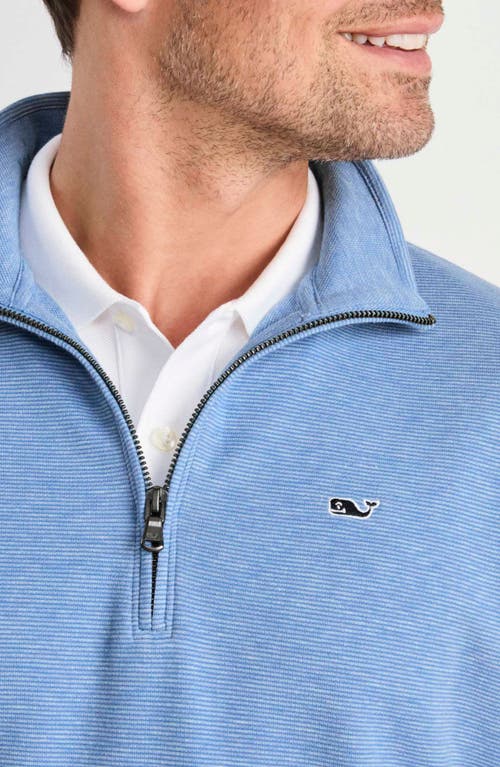 Vineyard Vines Saltwater Stripe Quarter Zip Pullover In Club Blue
