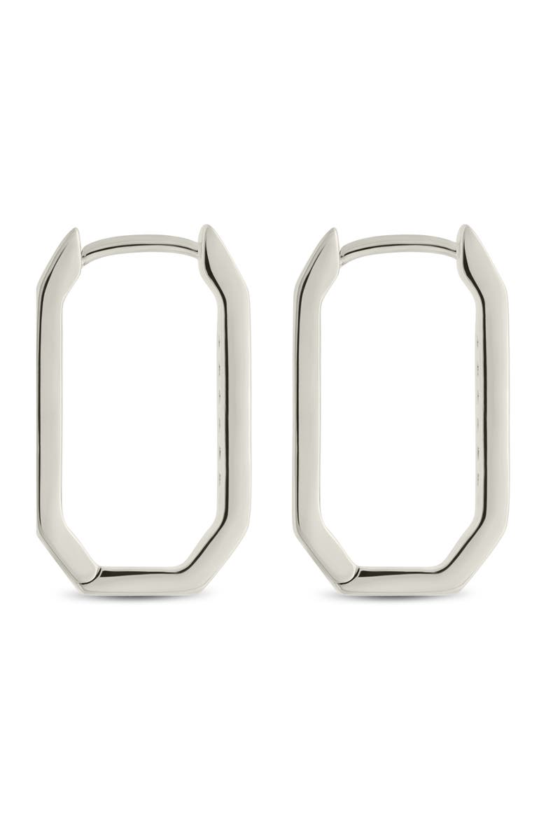 Aria Geometric CZ Hoop Earrings, Alternate, color, SILVER