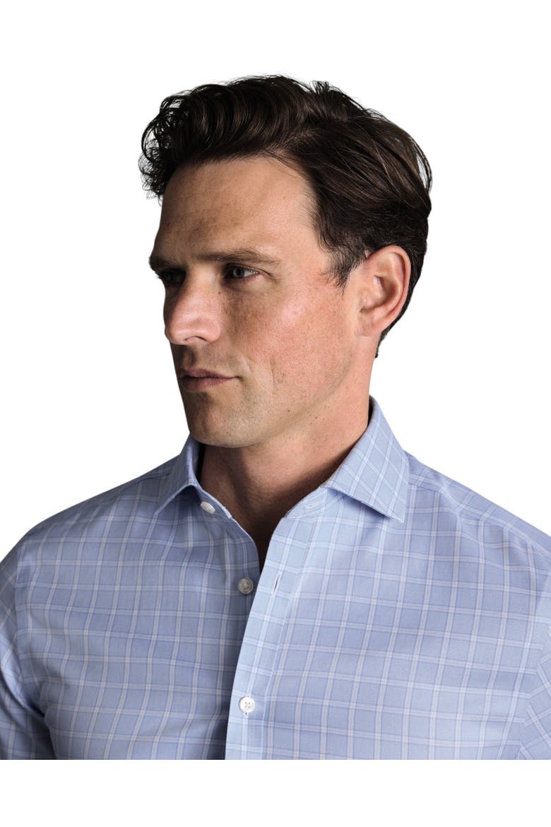 Non-Iron Twill Check Shirt, Alternate, color, Sky Blue