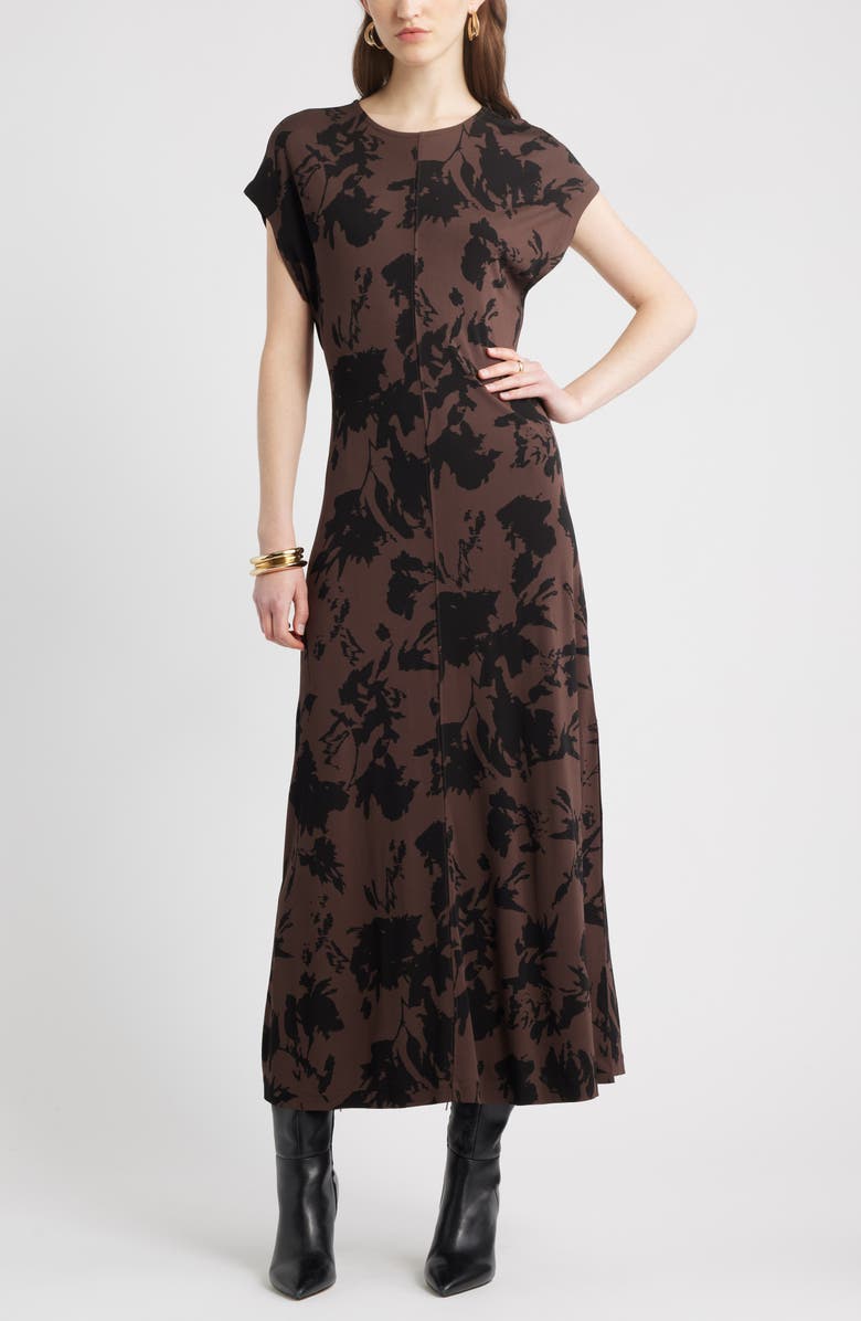 Nordstrom Dolman Sleeve Maxi Dress, Main, color, Brown Coffee Char Floral
