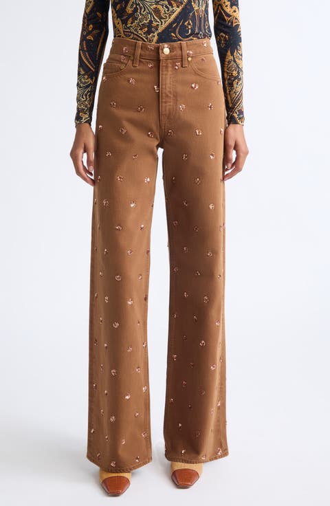 The Willow Embellished Wide Leg Jeans