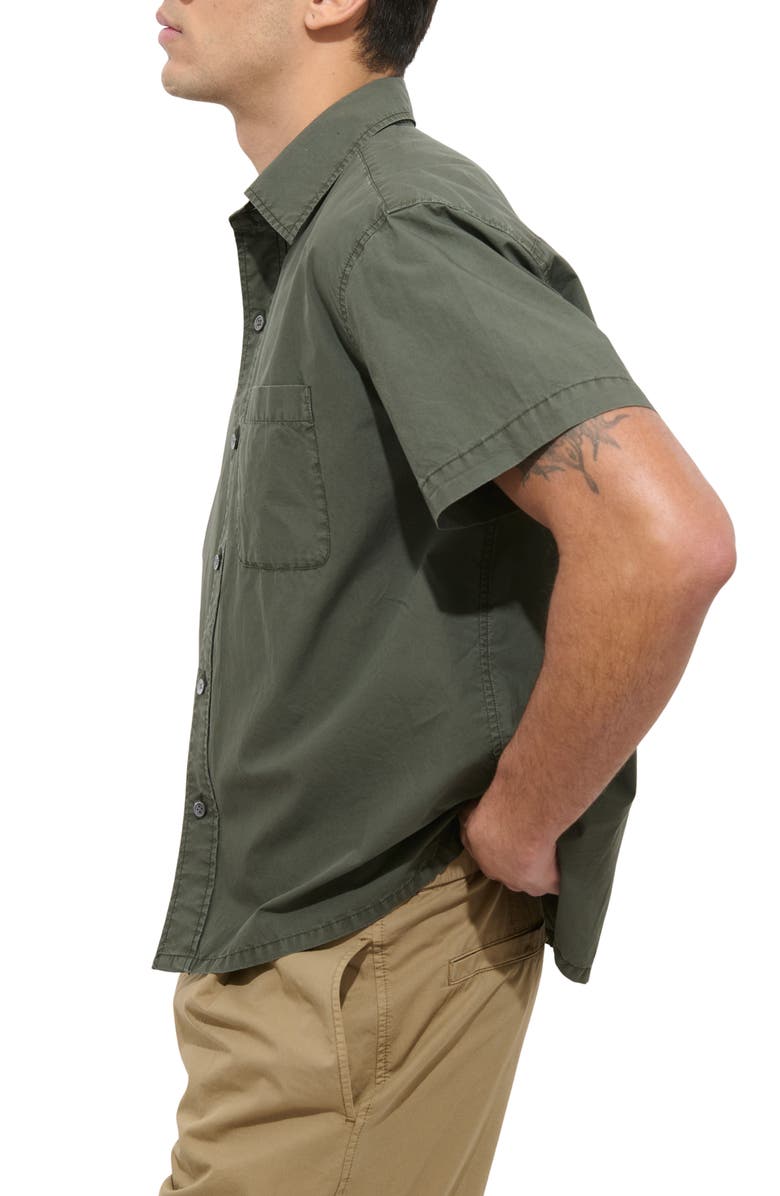 Alex Mill Franklin Short Sleeve Cotton Poplin Button-Up Shirt, Alternate, color, Flight Green