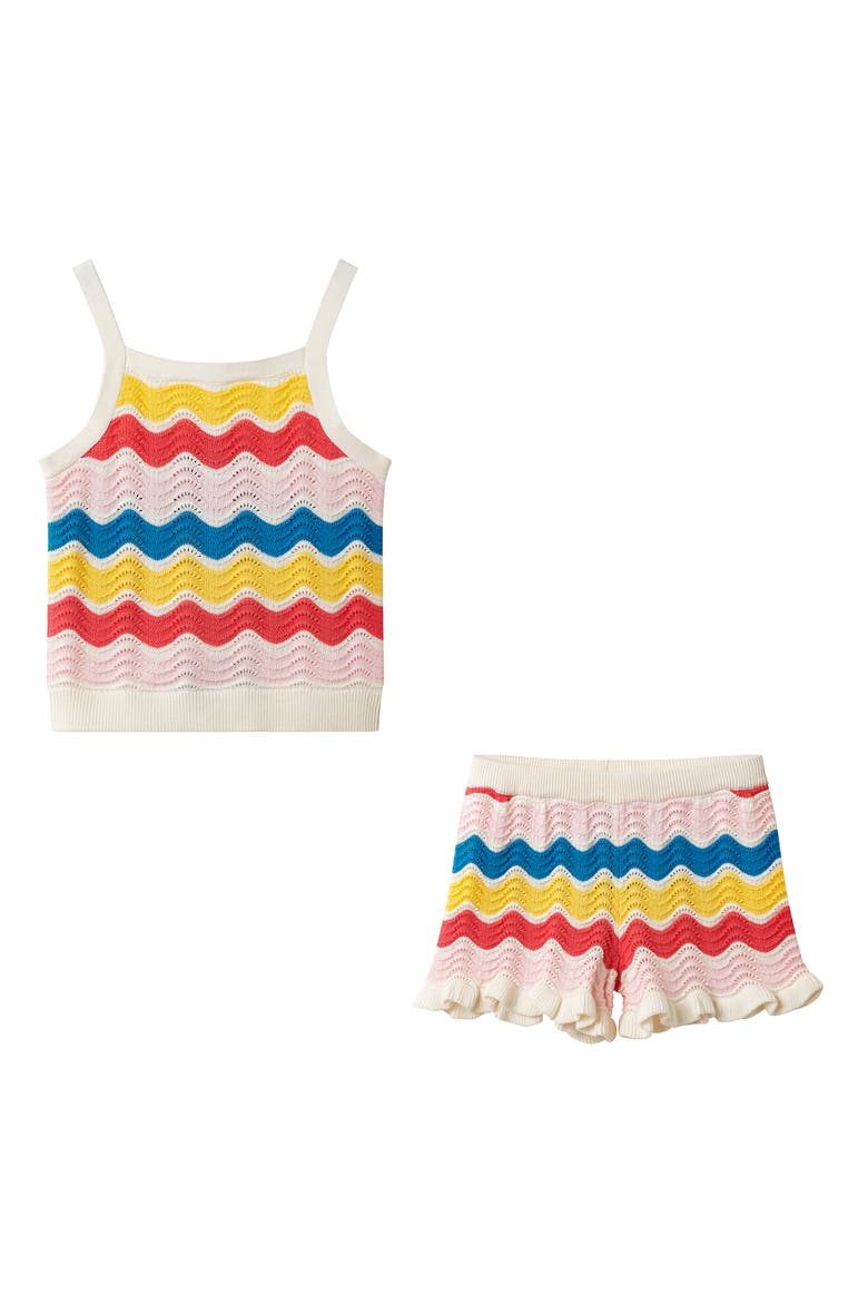 Sunshine Ripple Crochet Top & Shorts Set, Main, color, WHA