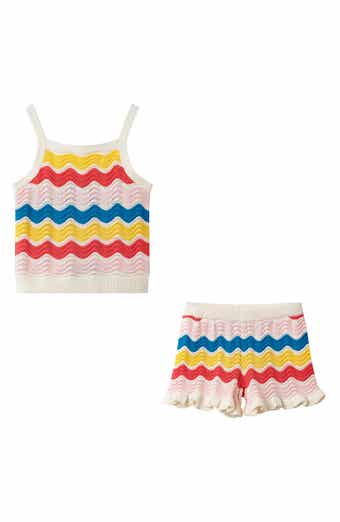 Andy & Evan Sunshine Ripple Crochet Top & Shorts Set