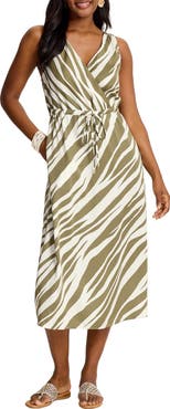 Tommy Bahama Zebra Print Satin Wrap Dress