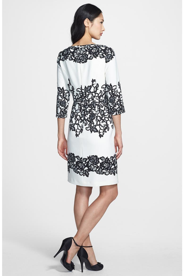 Placed Print Sheath Dress, Alternate, color, IVORY/ BLACK