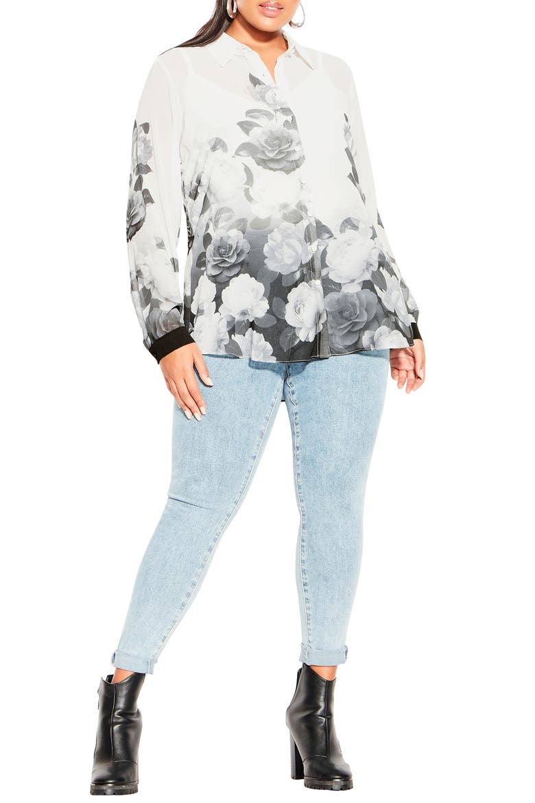 Victoria Relaxed Fit Floral Button-Up Shirt, Alternate, color, BLACK CAMELIA FL
