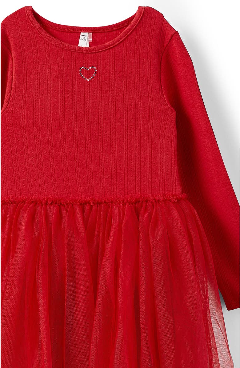 Cotton On Kids Kid's Harper Long Sleeve Dress Up Dress, Alternate, color, Varsity Red Pointelle Heart