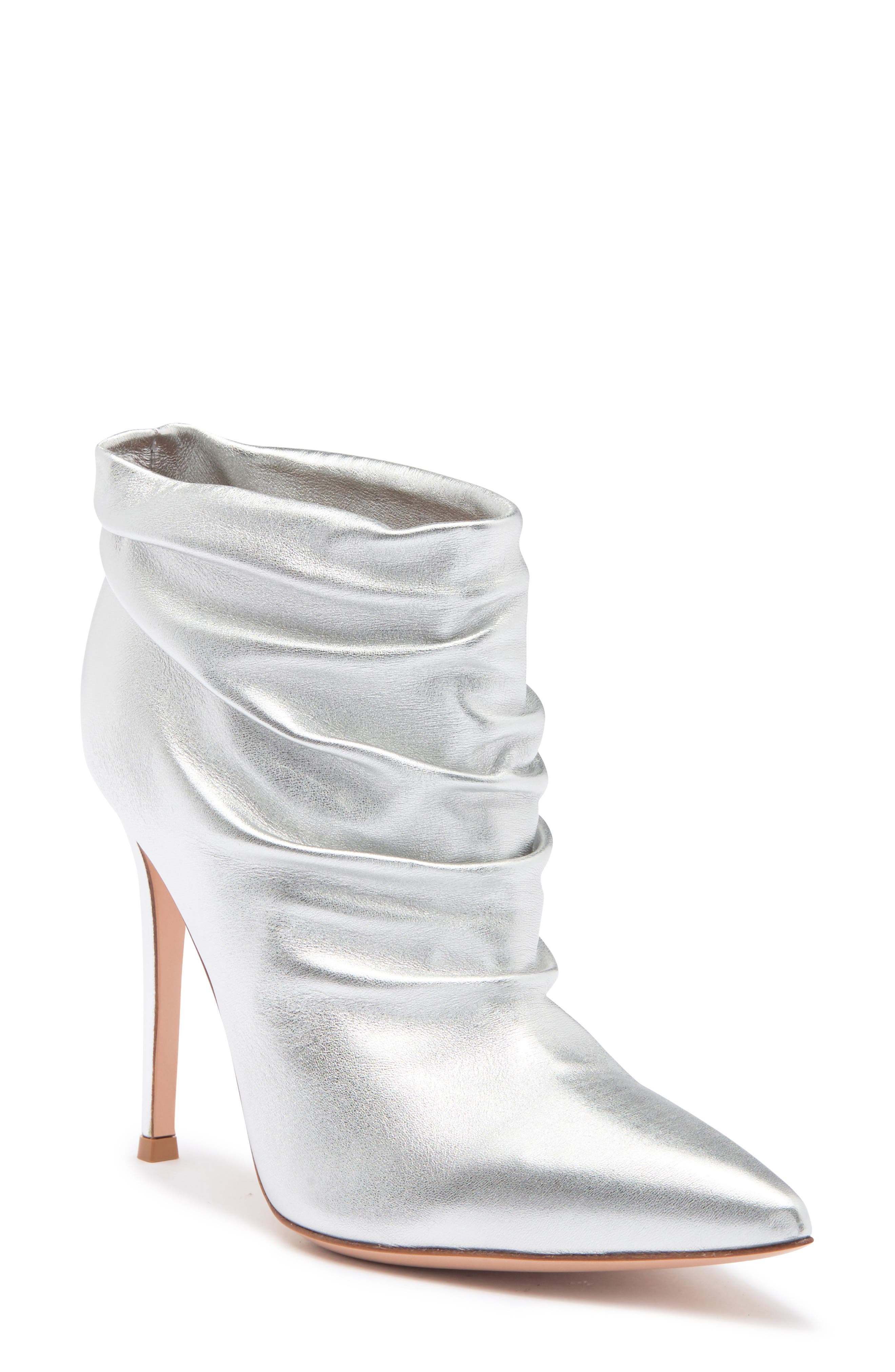 Gianvito Rossi Metallic Leather Ankle Bootie, Main, color, 