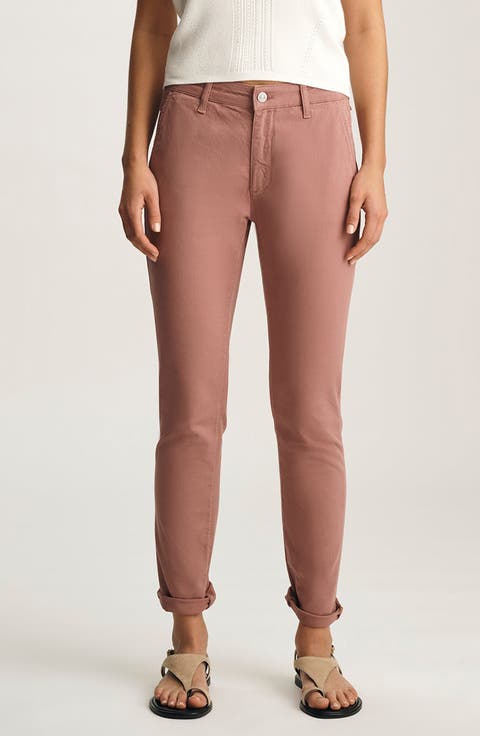 Kathleen Mid Rise Slim Stretch Twill Chino Pants