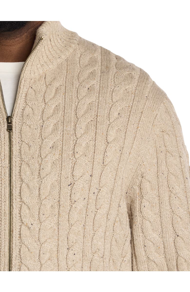 Oak Hill by DXL Big & Tall Cabled Front-Zip Cardigan, Alternate, color, Oatmeal Nep