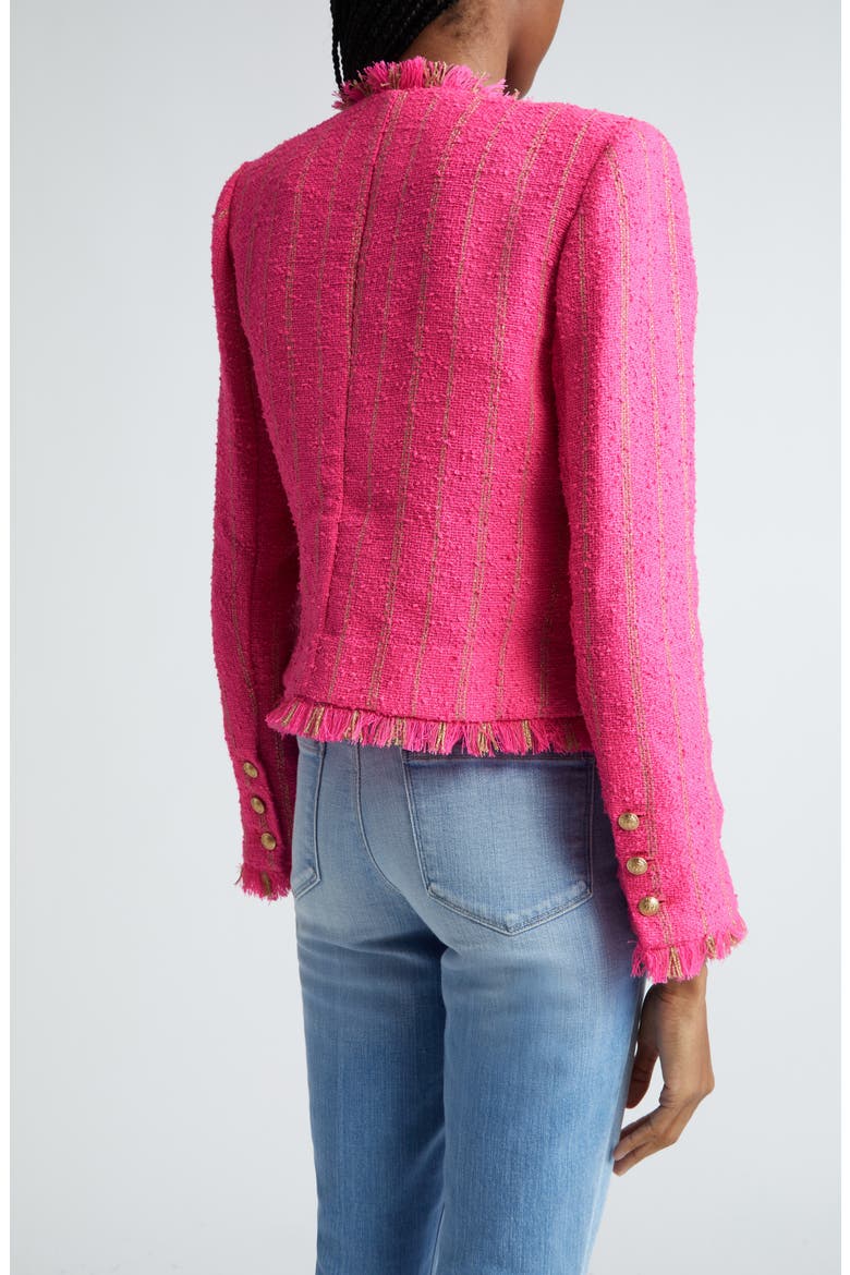 Tinlee Tweed Jacket, Alternate, color, SHOCKING PINK/ GOLD STRIPE
