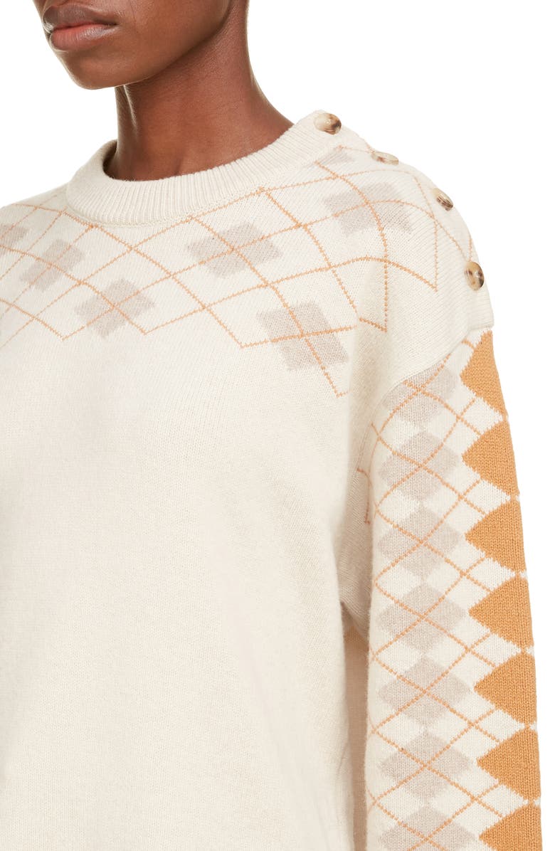 Chloé Argyle Oversize High/Low Wool & Cashmere Sweater, Alternate, color, 