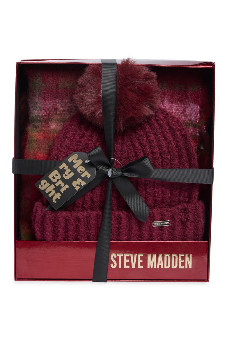 2-Piece Beanie & Scarf Set, Main, color, WINE MULTI