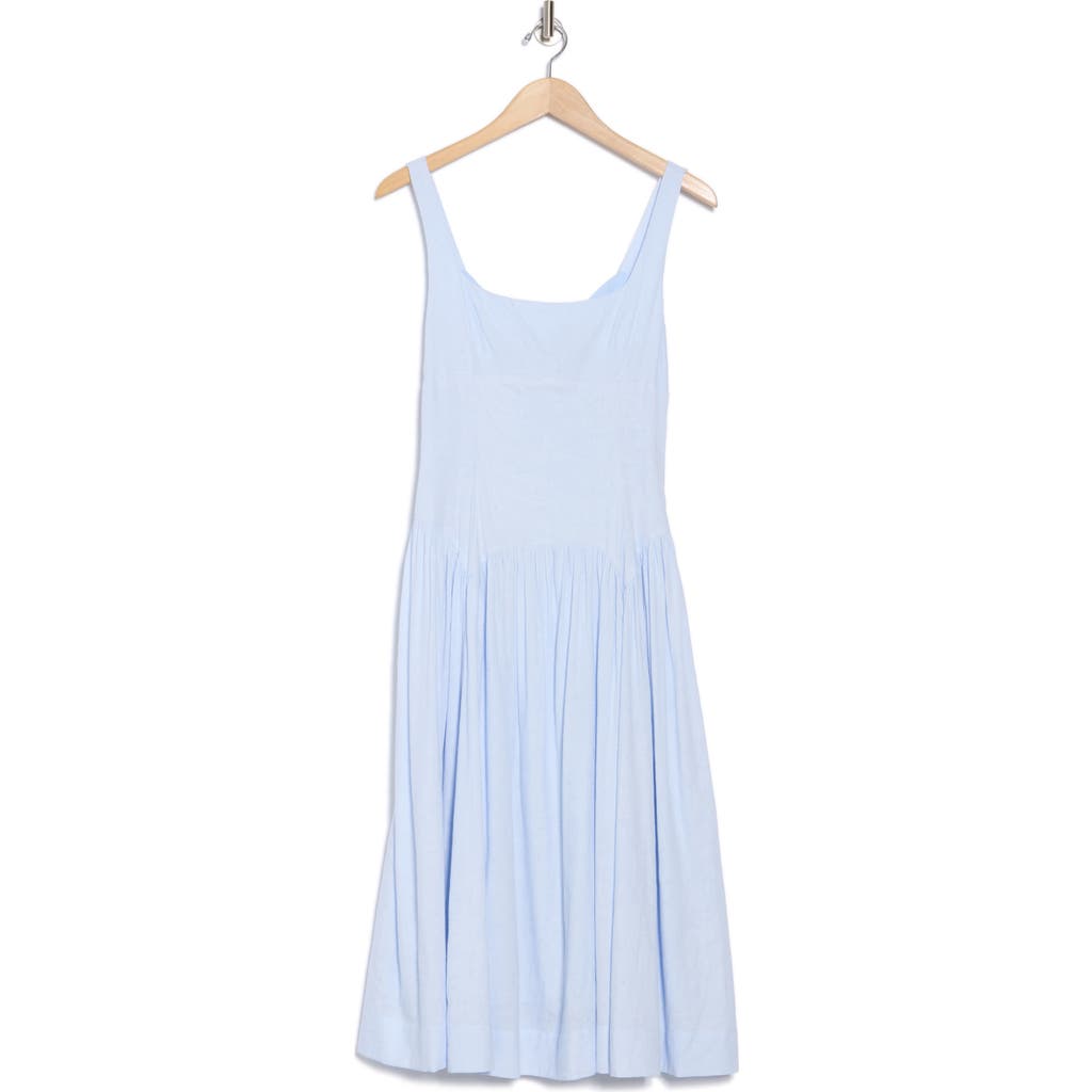 Lush Back Bow Square Neck Midi Dress In Light Blue