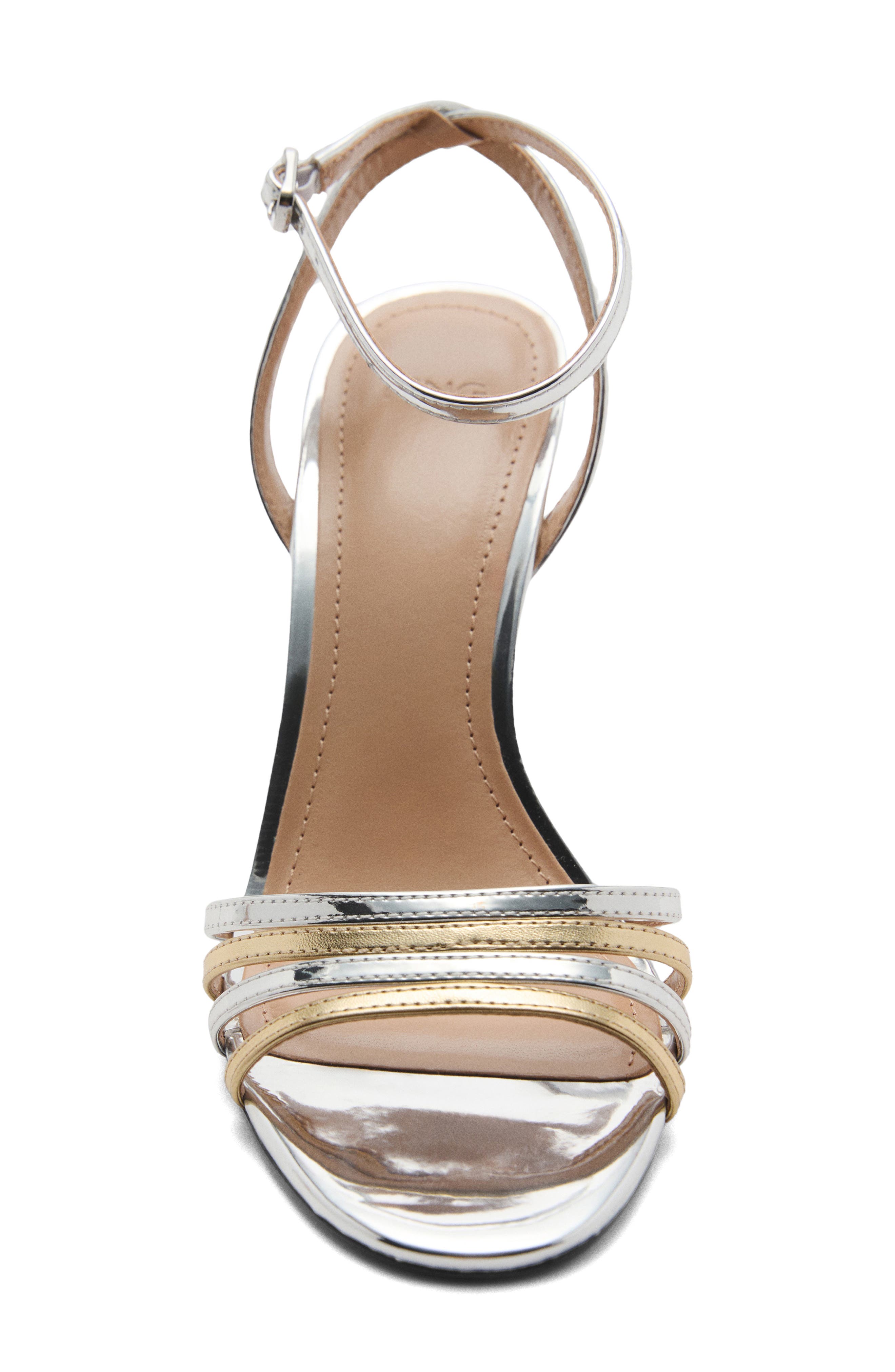 MANGO Ankle Strap Sandal, Alternate, color, Silver
