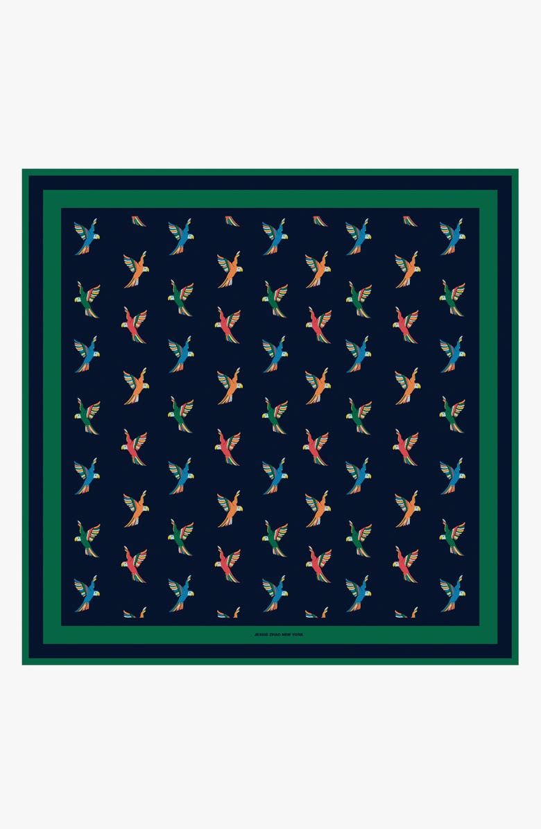 Jessie Zhao New York Freedom Wings Double Sided Silk Scarf, Main, color, Blue