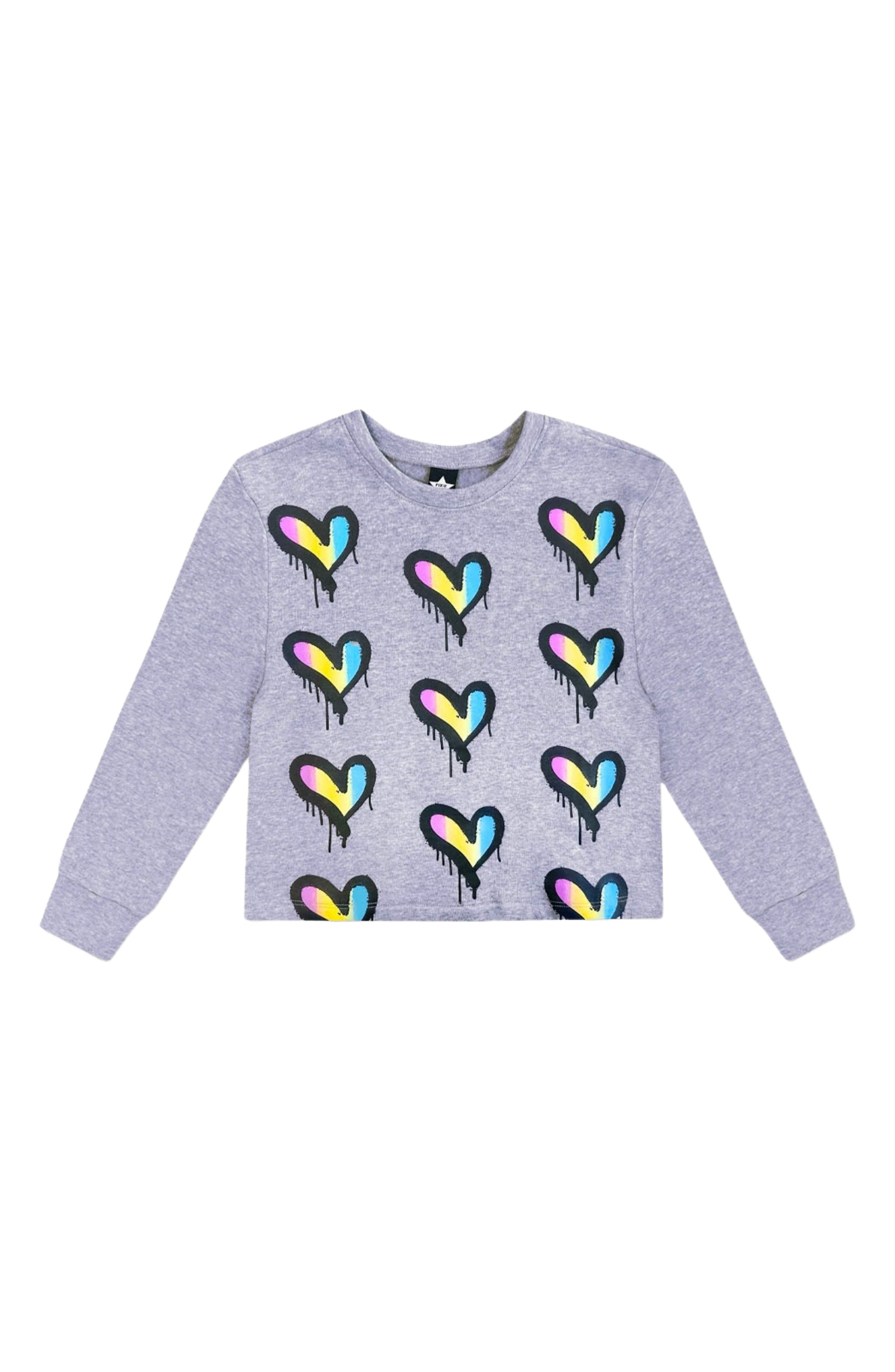 PixieLane Kids' Cloud Soft Rainbow Heart Graphic Sweatshirt