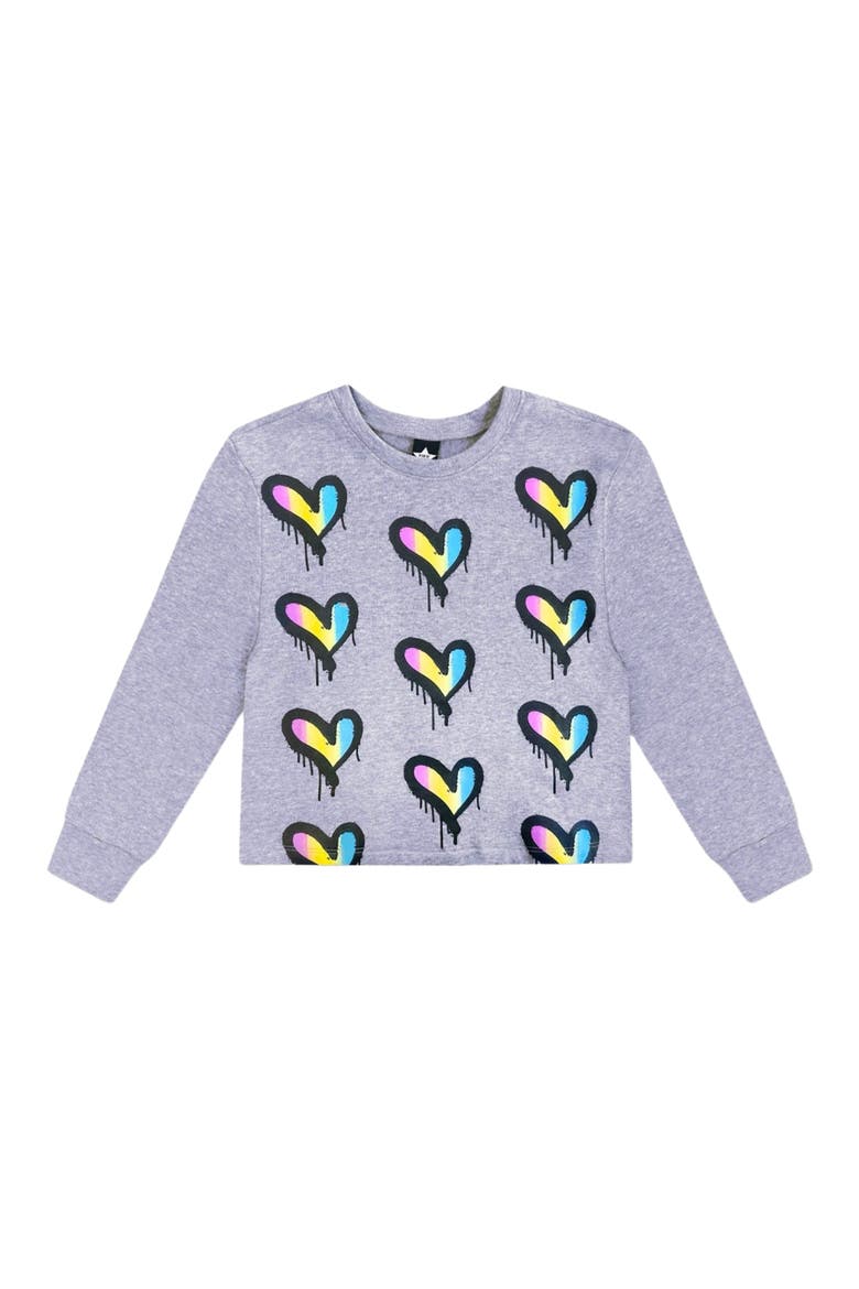 Kids' Cloud Soft Rainbow Heart Graphic Sweatshirt, Main, color, HEATHER GREY RAINBOW HEART