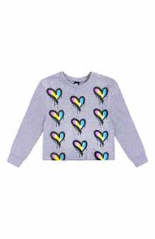 PixieLane Kids' Cloud Soft Rainbow Heart Graphic Sweatshirt