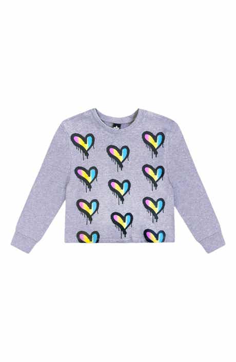 PixieLane Kids' Cloud Soft Rainbow Heart Graphic Sweatshirt