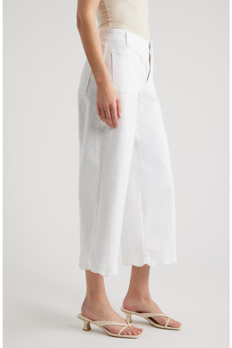 Scallop Patch Pocket High Waist Crop Wide Leg Twill Pants, Alternate, color, OPTIC WHITE