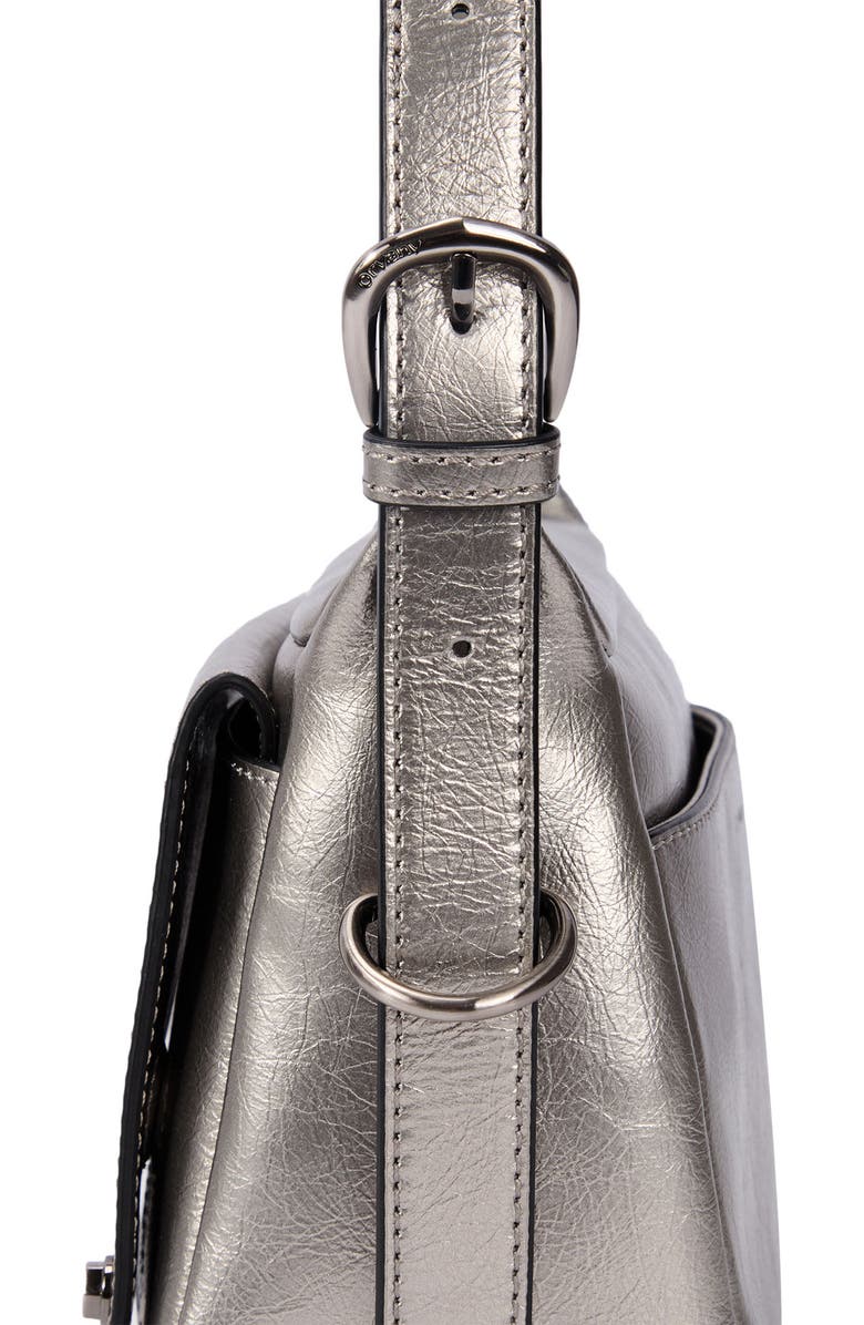 Oryany Moto Leather Crossbody Bag, Alternate, color, Pewter