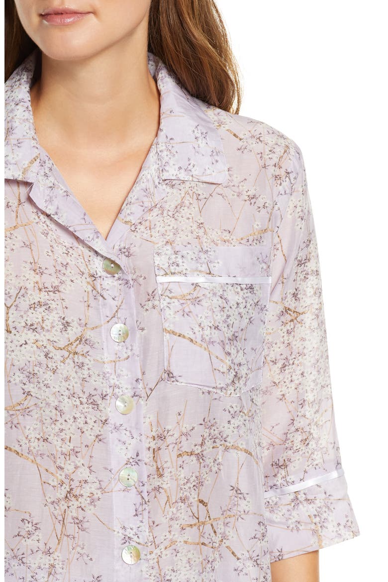Cherry Blossom Cotton & Silk Crop Pajamas, Alternate, color, LILAC