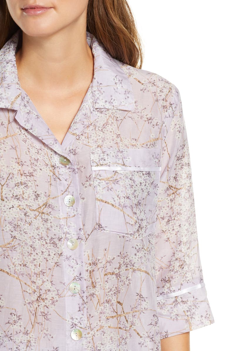 Papinelle Cherry Blossom Cotton & Silk Crop Pajamas, Alternate, color, 