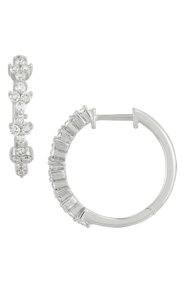 Frankie & Zoe 10K White Gold Lab Grown Diamond Huggie Hoop Earrings, Alternate, color, White Gold