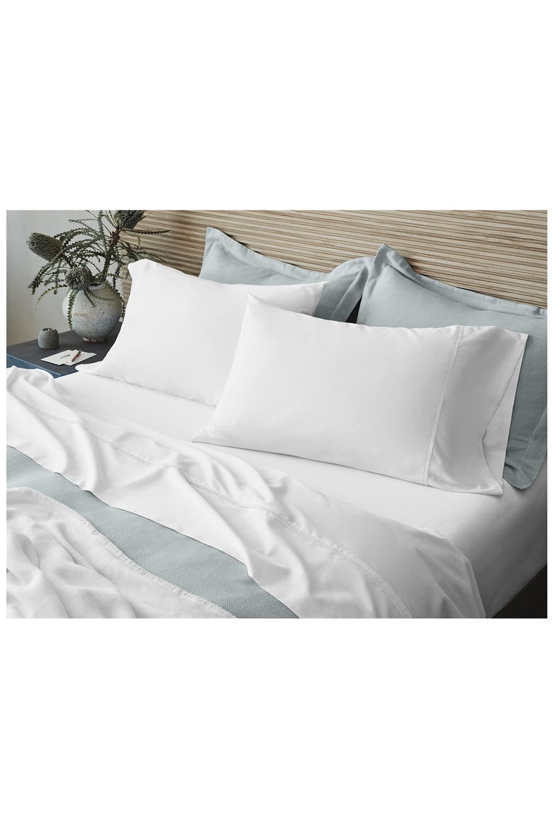 Cloud Soft Organic Cotton Sateen Sheet Set, Alternate, color, ALPINE WHITE SCALLOPED