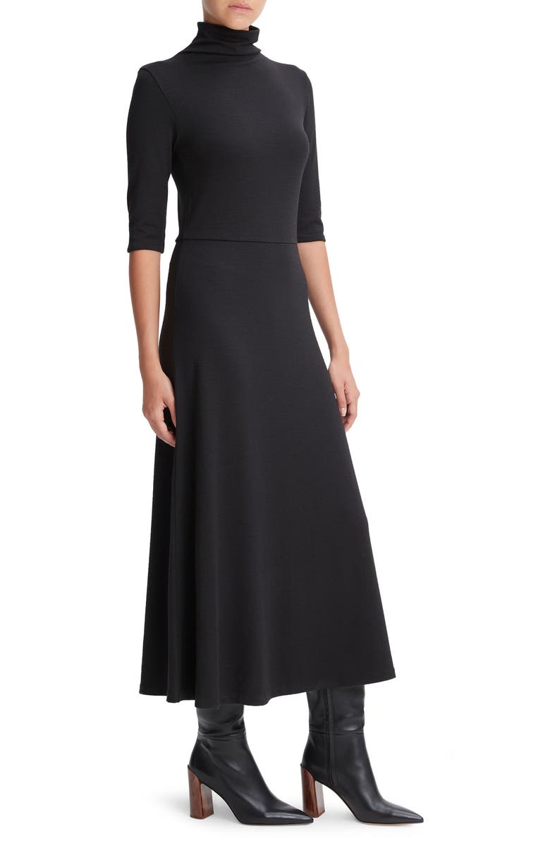 Vince Turtleneck A-Line Maxi Dress, Main, color, Black