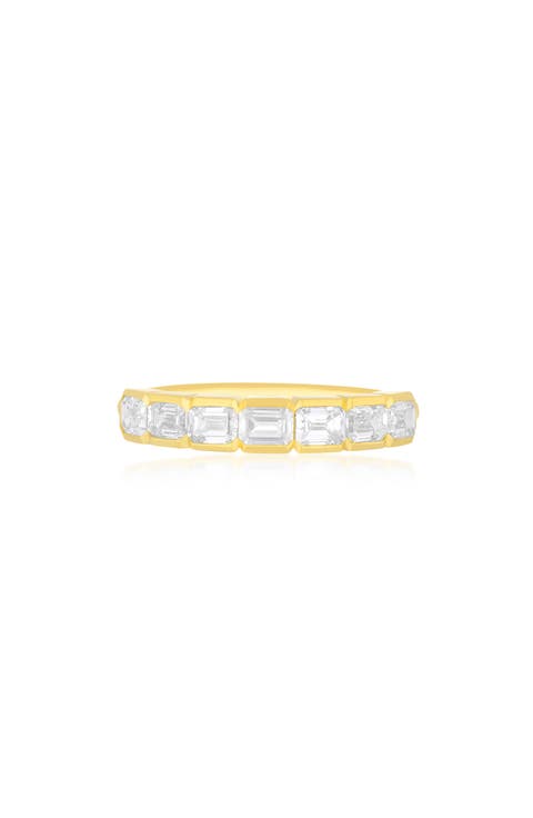 Half Bezel Emerald-Cut Diamond Ring