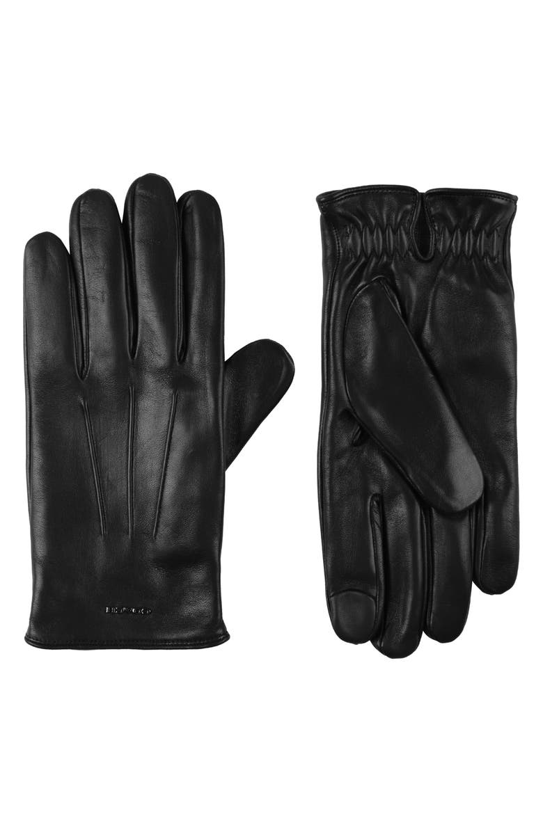 COACH Leather Tech Gloves, Main, color,