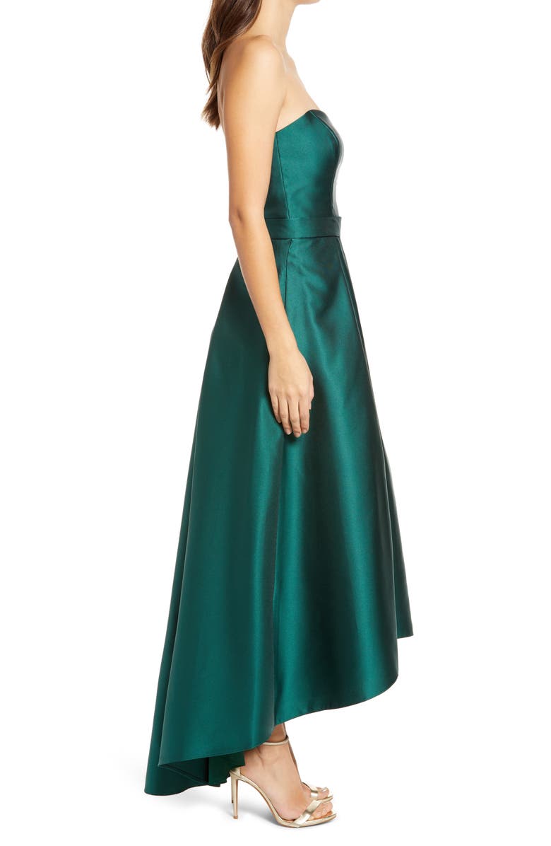 Alfred Sung Strapless High/Low Ballgown, Alternate, color, Hunter