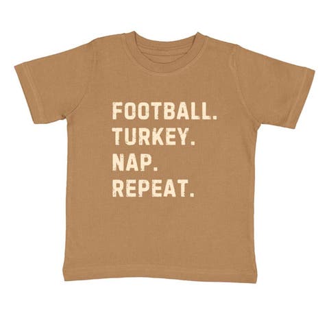 Football Turkey Nap Repeat Thanksgiving Short Sleeve T-Shirt (Toddler, Little Kid & Big Kid)