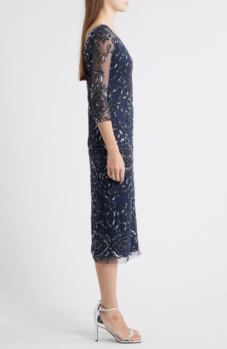 Pisarro Nights Sequin & Beaded Cocktail Sheath Dress, Alternate, color, Carbon