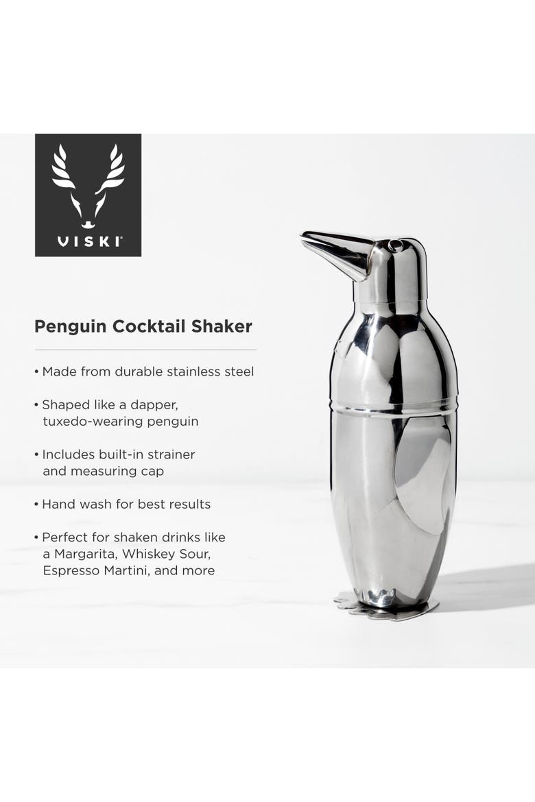 Irving Penguin Cocktail Shaker in Stainless Steel, Alternate, color, Silver
